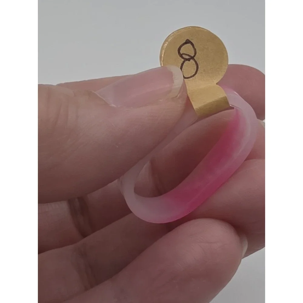 Silicone Ring For Men Or Women Pink/white Best Friends Size8
